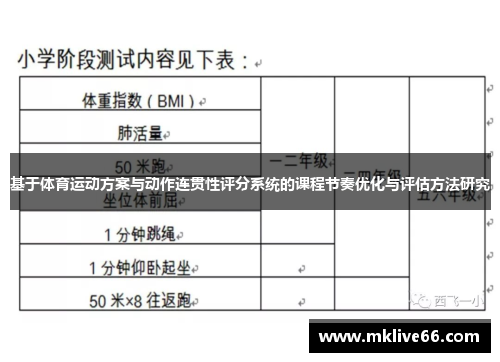 基于体育运动方案与动作连贯性评分系统的课程节奏优化与评估方法研究